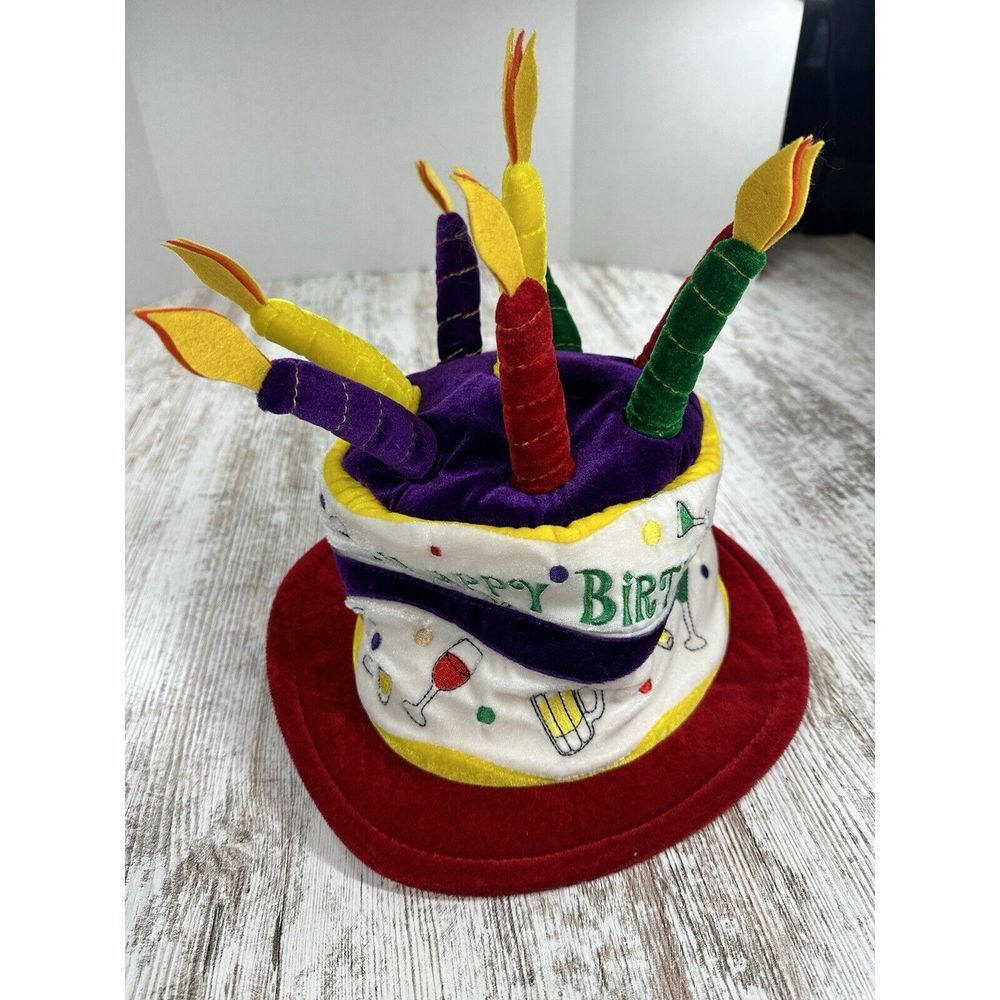 Elope‎ Adjustable One Size Birthday Cake Plush Hat Beer Mug Shot Glass Martini